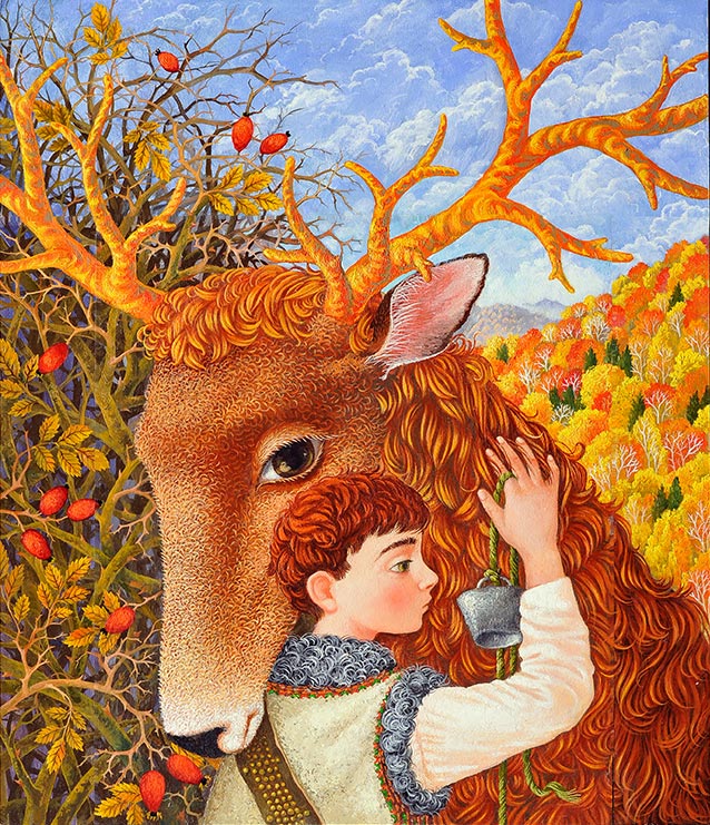 Deer with golden horns