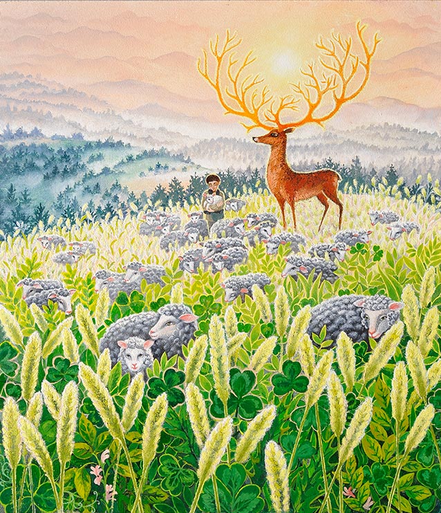 Deer with golden horns