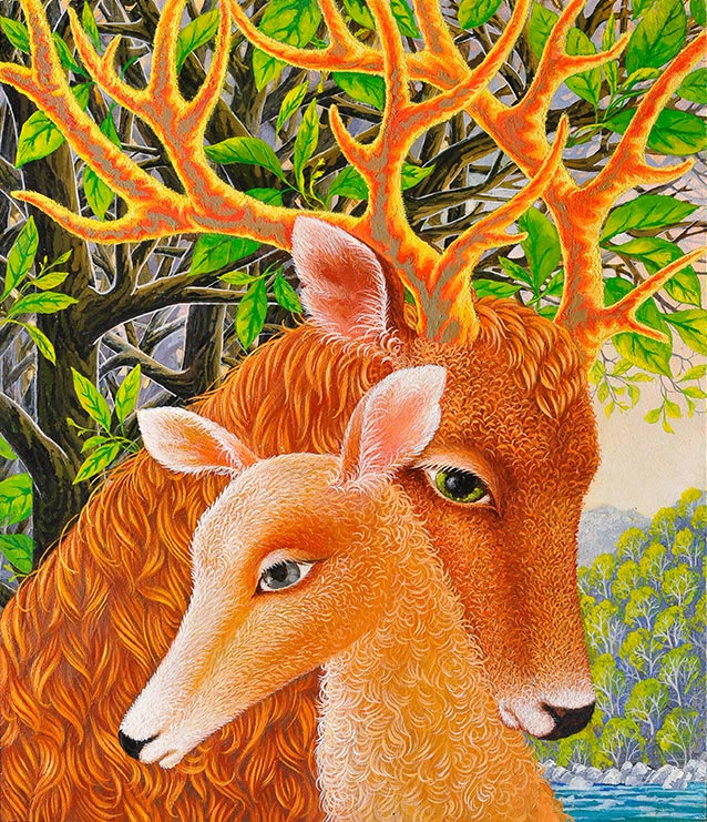 Deer with golden horns