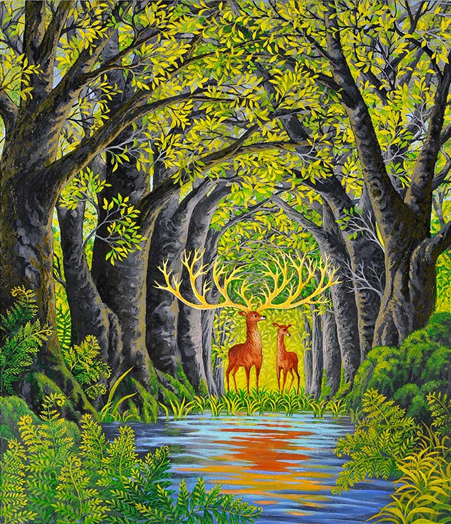 Deer with golden horns