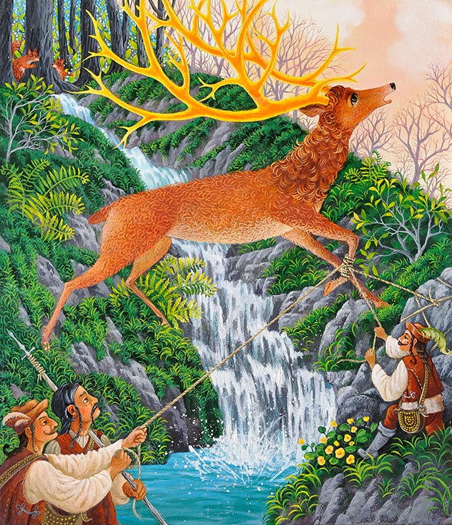 Deer with golden horns
