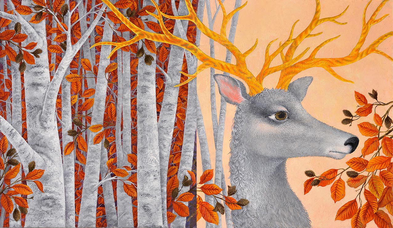 Deer with golden horns