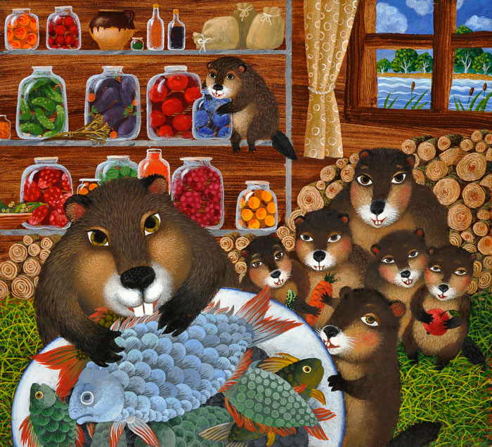 Hares in the field cooking borsch
