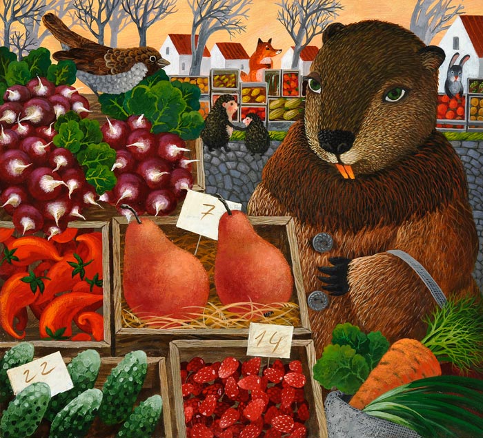 Hares in the field cooking borsch