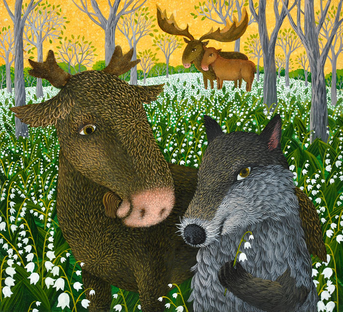 Hares in the field cooking borsch