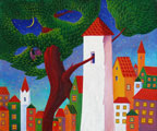 Town with white tower